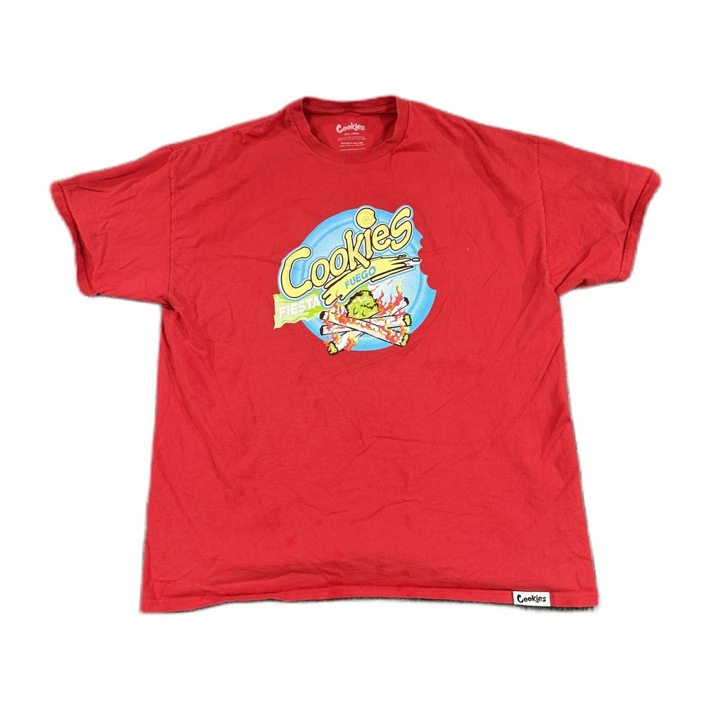 Cookies SF Fuego Fiesta Graphic T Shirt Mens 2X Red Short Sleeve Streetwear Tee